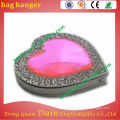 love heart shape stainless steel bag hanger with rhinestone crystal